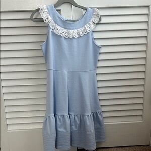 Janie and Jack Light Blue Kids Dress with Eyelet Collar